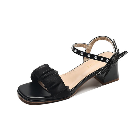 Damen Elegante Sandalen mit dekorativem Rüschendetail und Absatz R&B