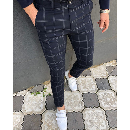 Damen Slim-Fit Karohose mit elastischem Bund und modischem Design R&B