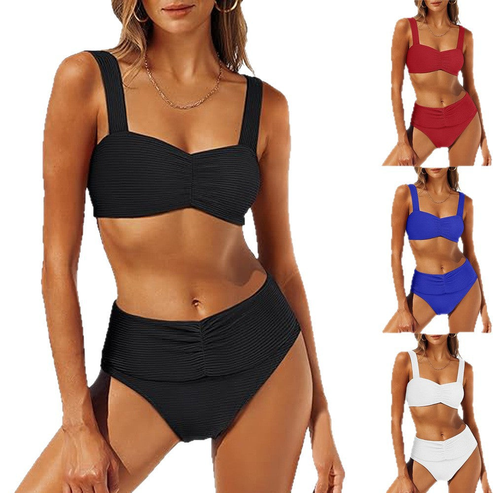 Damen Hochgeschnittener Bikini mit Raffung R&B