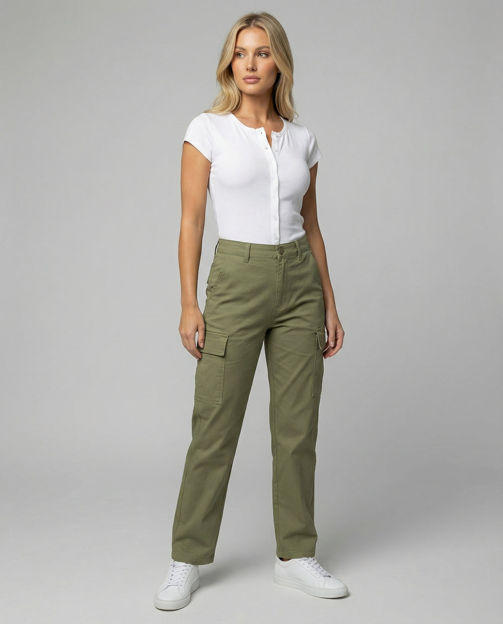 Lockere Baumwollhose Damen Gerade Passform Weites Bein Frühling Casual