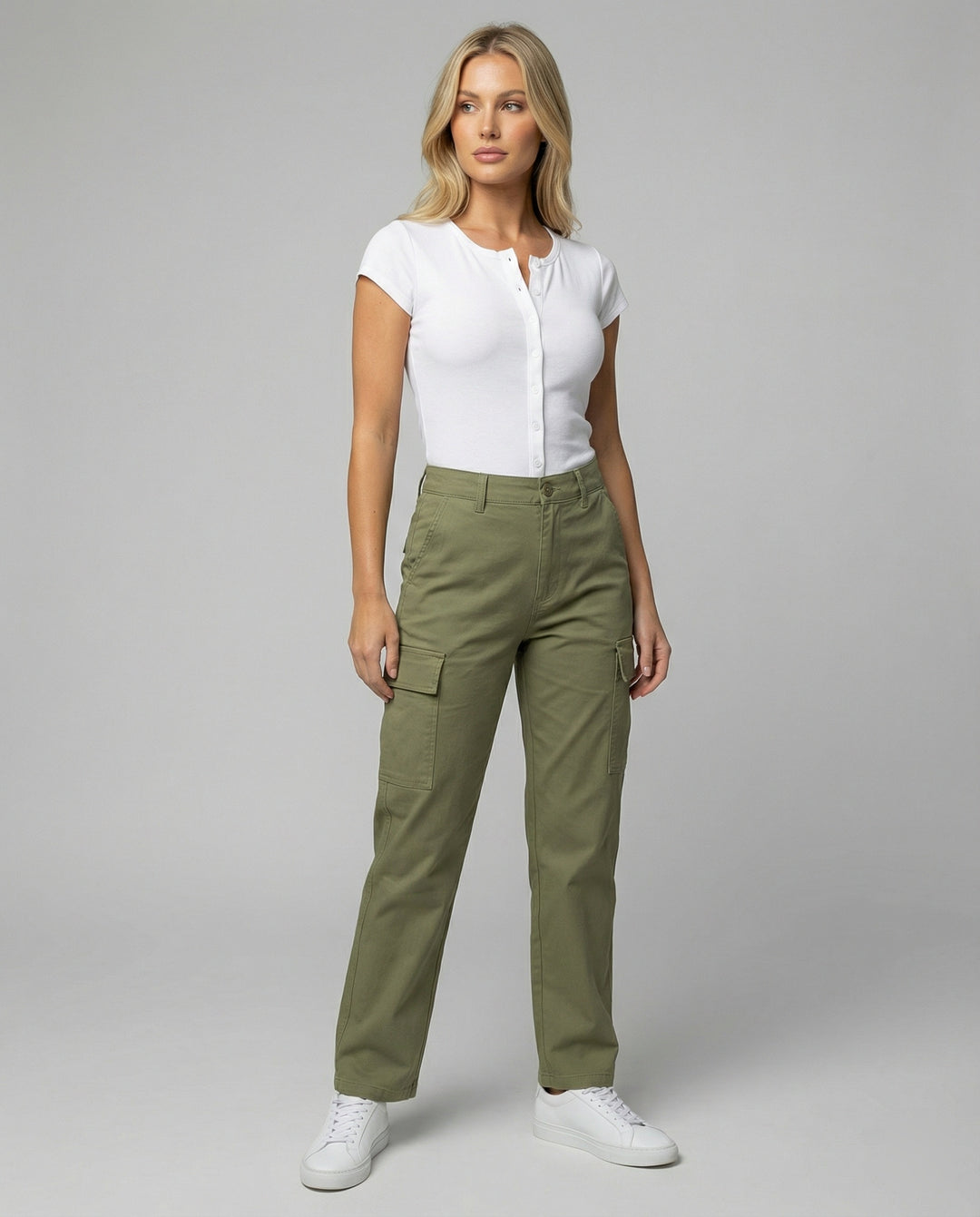 Lockere Baumwollhose Damen Gerade Passform Weites Bein Frühling Casual