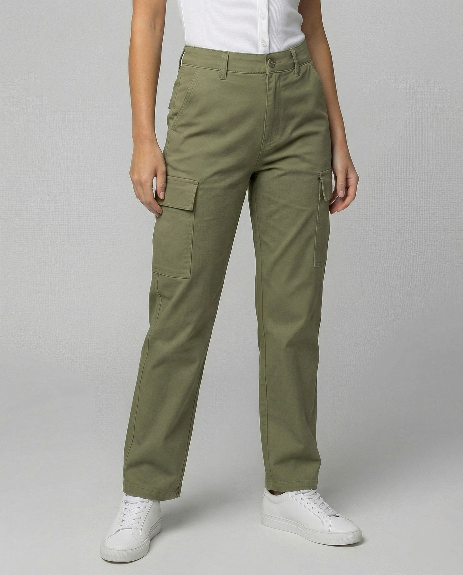 Lockere Baumwollhose Damen Gerade Passform Weites Bein Frühling Casual
