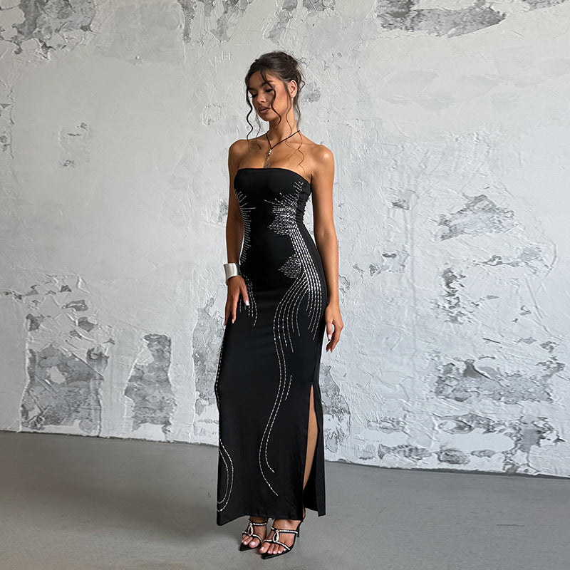 Damen Elegantes Bandeau-Minikleid mit funkelnden Akzenten R&B