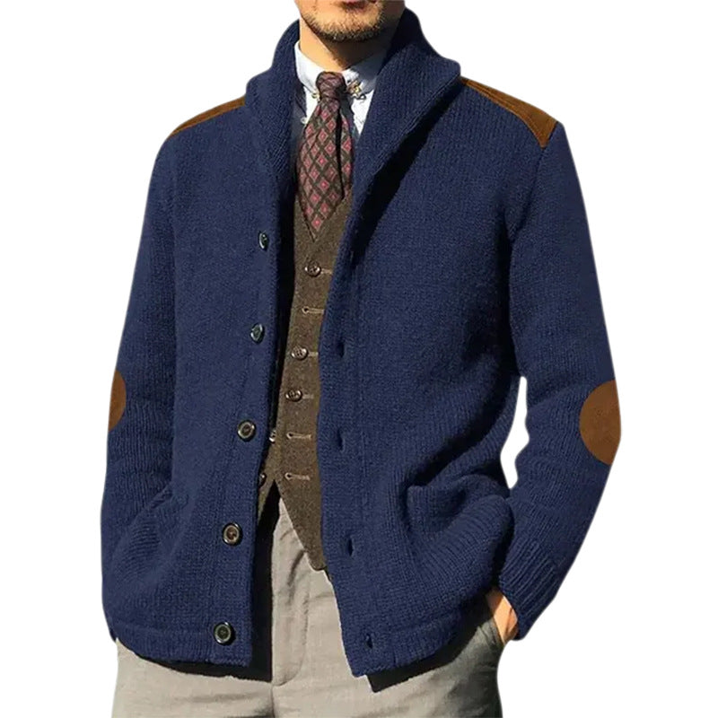 Herren Strickjacke mit klassischem Schalkragen und eleganten details R&B