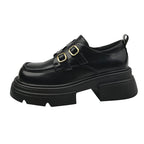 Damen modische Plateau-Sneaker mit doppeltem Schnallenverschluss und rutschfester Sohle R&B
