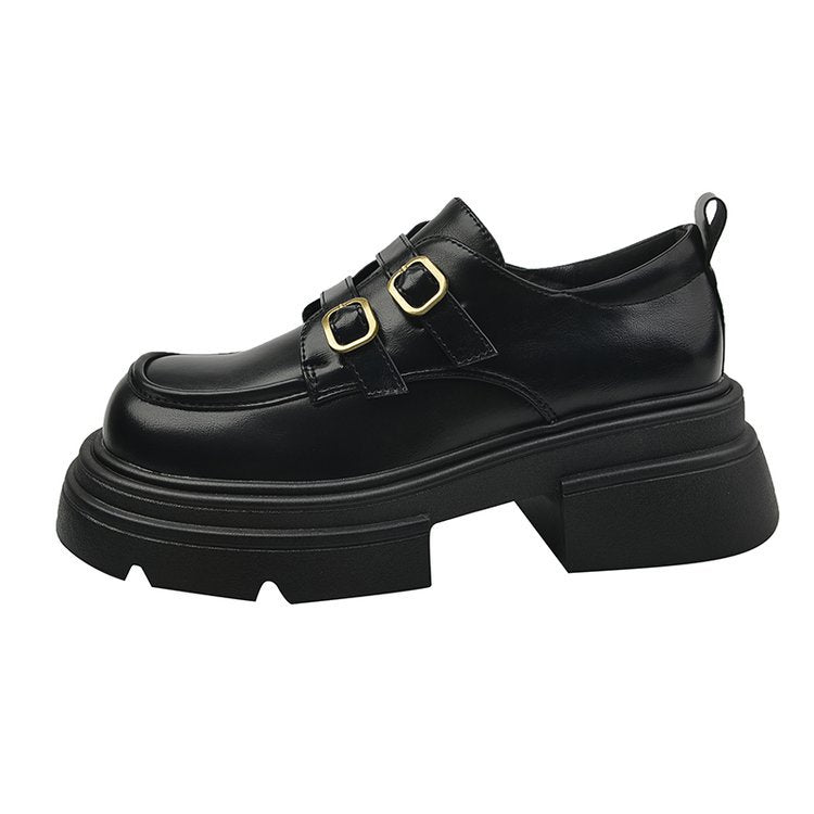 Damen modische Plateau-Sneaker mit doppeltem Schnallenverschluss und rutschfester Sohle R&B