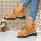 Damen modische Schnürschuhe mit robustem Profil und feinem Lederobermaterial R&B