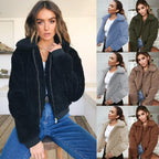 Damen Teddy-Fleecejacke mit Reißverschluss und klassischem Kragen R&B