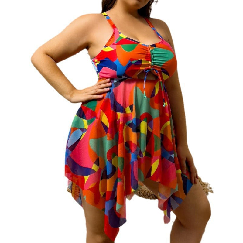 Damen Bikiniset mit fließendem Wickeldesign und modischem Mustermix R&B