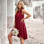 Damen Trägerloses Blusenkleid mit tiefem V-Ausschnitt und Rüschensaum R&B