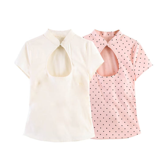 Damen Elegantes Oberteil mit innovativem Ausschnitt und feinem Stoff R&B