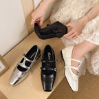 Damen Ballerina mit modischen Schnallen und elegantem Durchbruchdesign