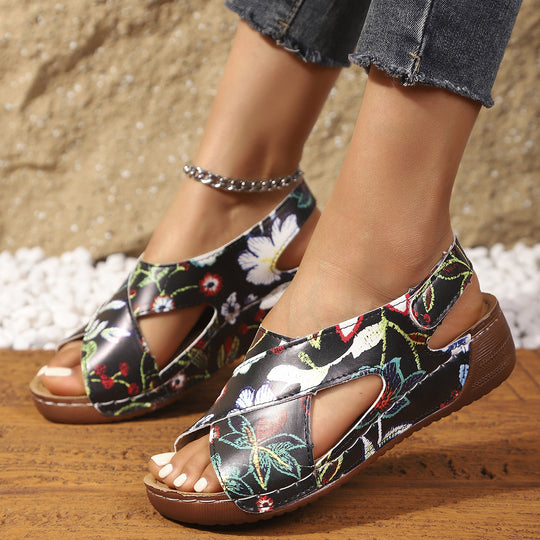 Damen modische Slingback-Sandalen mit stylishem Krokodil-Design und komfortablem Fußbett R&B