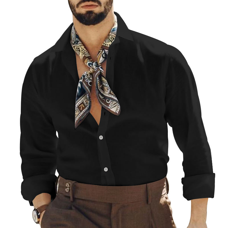Herren elegantes Langarmhemd mit modernem Design und praktischen Details R&B