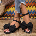 Damen flache Sandalen mit großem Schleifen-Detail und rutschfester Sohle R&B