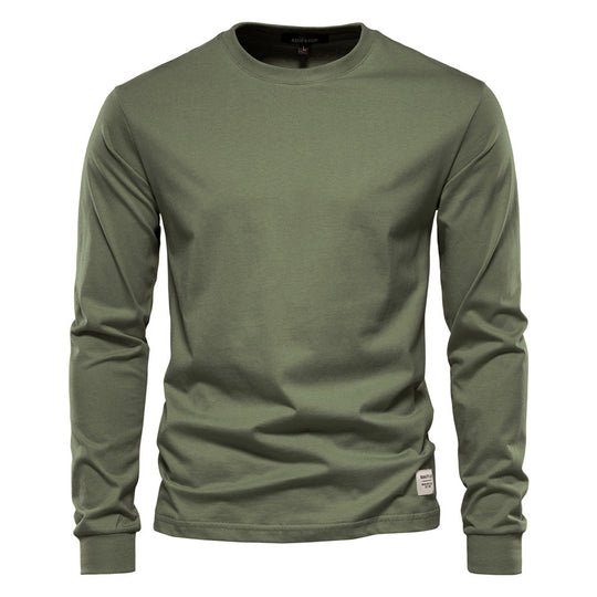 Herren nan klassisches langärmliges Baumwollshirt mit Rundhalsausschnitt und elastischen Bündchen R&B