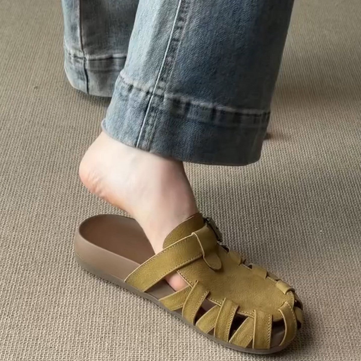 Damen Komfortable Sandalen im mediterranen Stil mit geflochtenem Riemendesign R&B