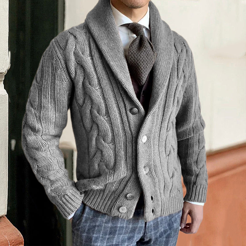 Herren Strickjacke mit modernen Zopfmuster R&B