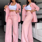 Damen Zweiteiliges Business-Anzug-Set mit weitem Bein und taillierter Jacke R&B