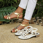 Damen Glänzende Riemensandalen mit modischen Schnallen R&B