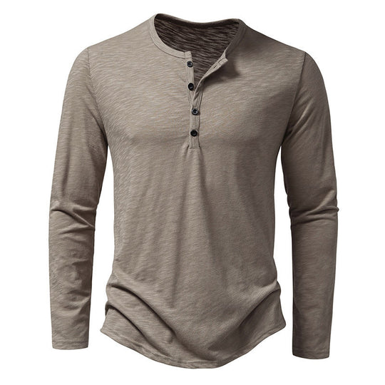 Herren Langarm-Henley-Shirt aus hochwertiger Baumwolle mit modernem Schnitt R&B