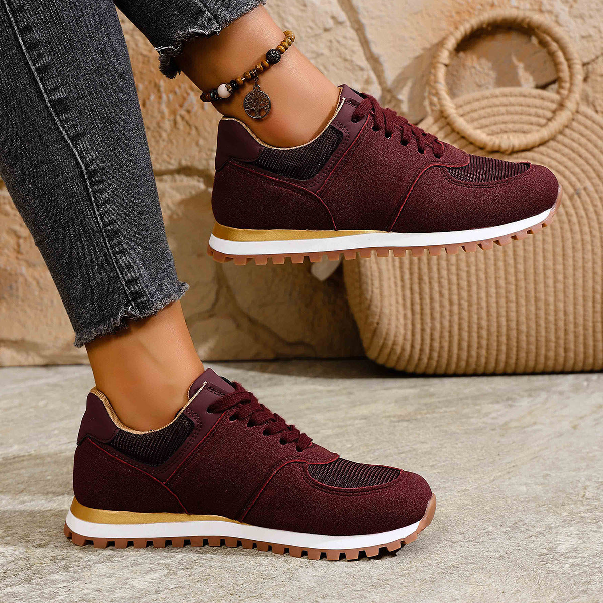 Damen Sportliche Freizeitsneaker mit atmungsaktivem Obermaterial und rutschfester Sohle R&B
