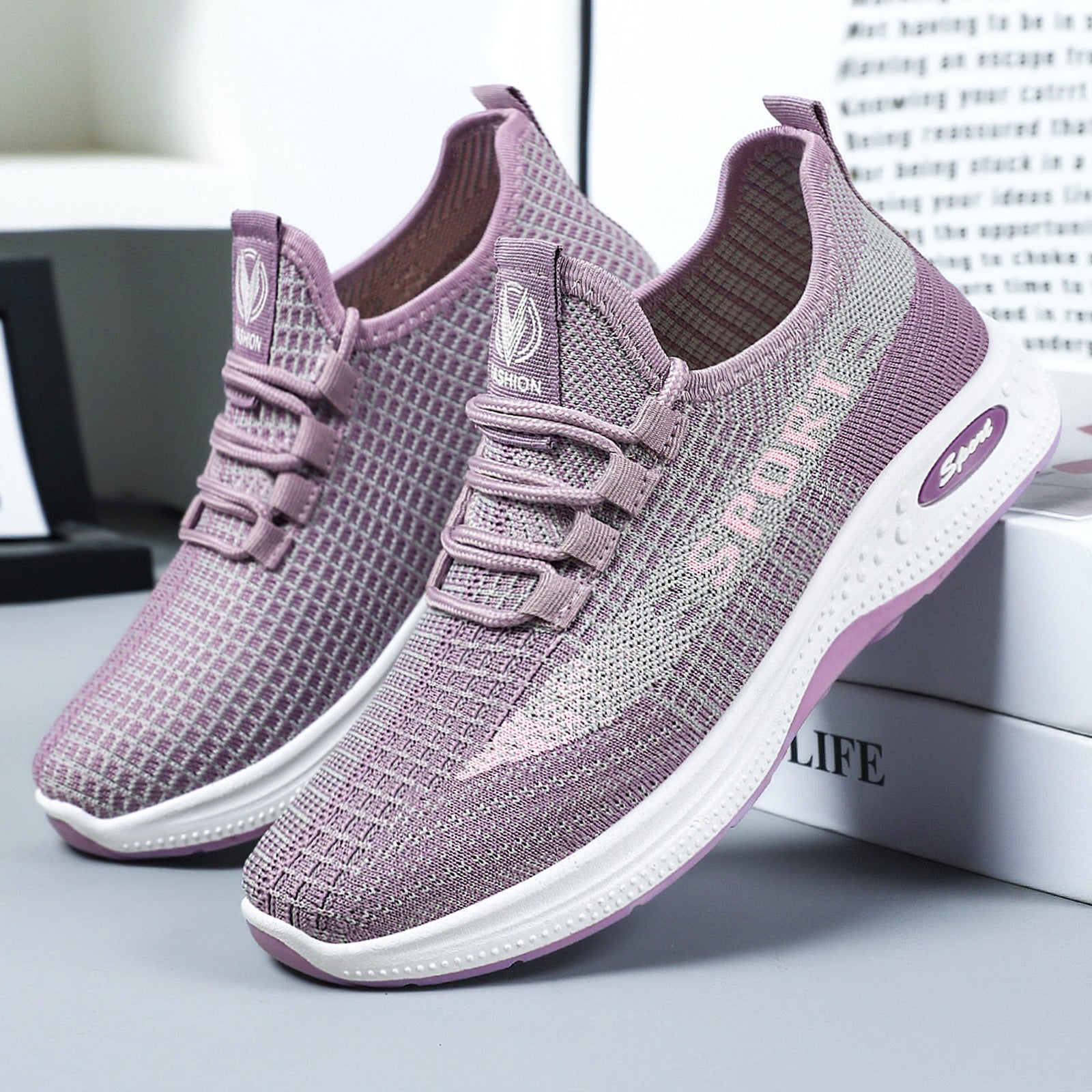 Damen Sportliche Fitness-Sneaker mit atmungsaktivem Obermaterial und rutschfester Sohle R&B