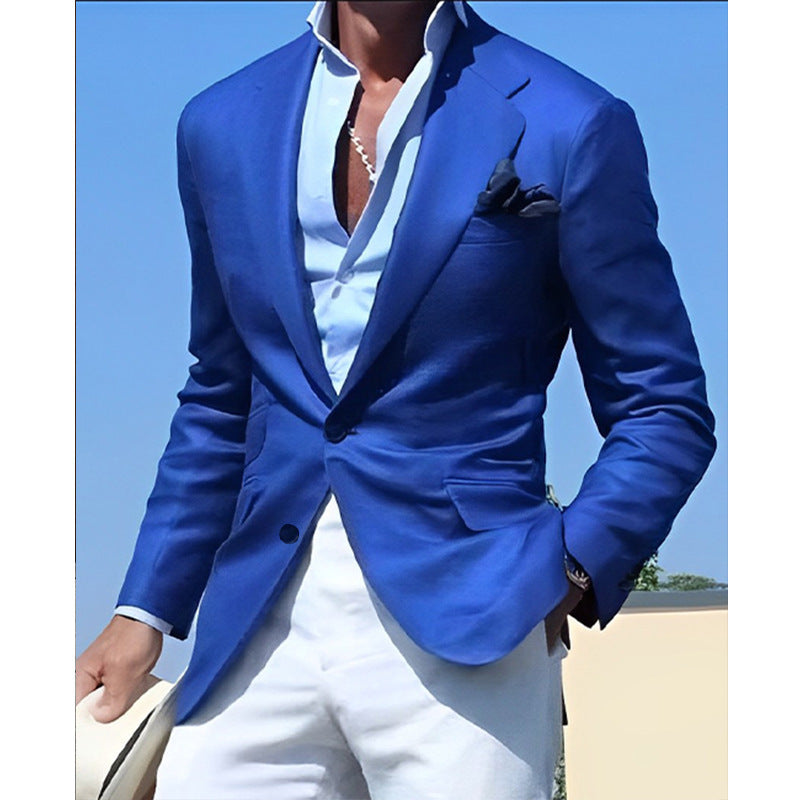 Herren eleganter Leinenblazer mit schmalem Schnitt R&B