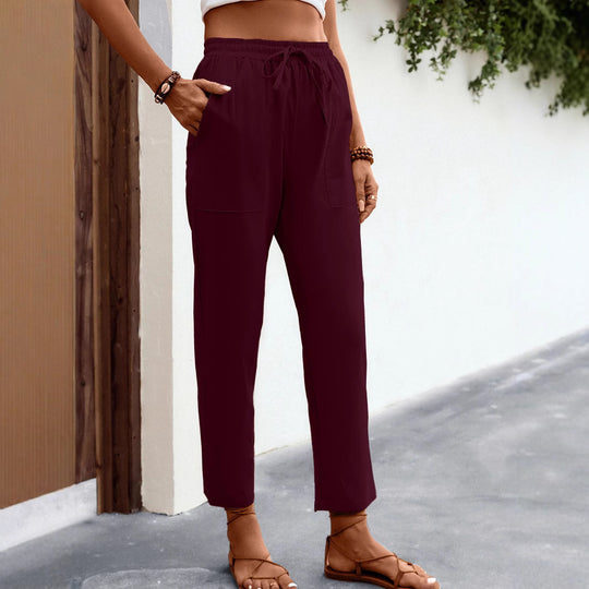 Damen luftige Freizeithose mit praktischen Seitentaschen und elastischem Bund R&B