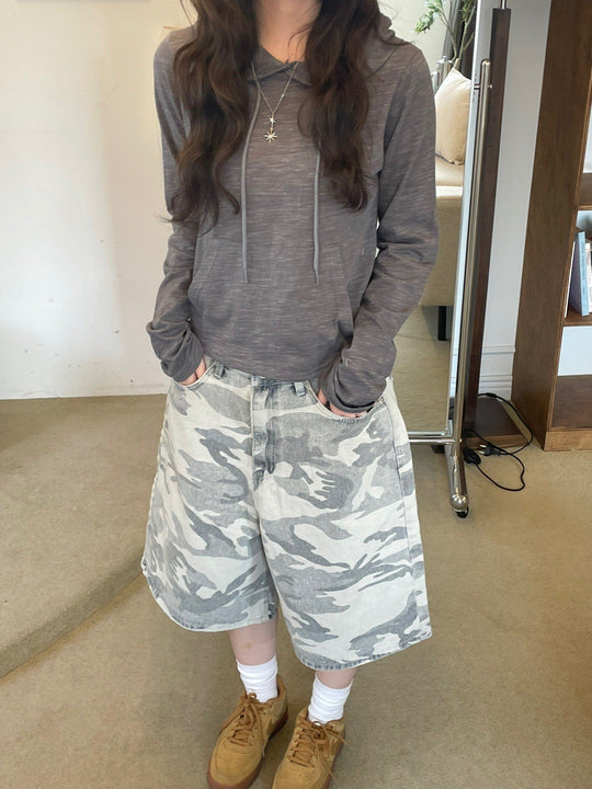 Damen Cargoshorts mit weitem Schnitt und modischem Camouflage-Muster R&B