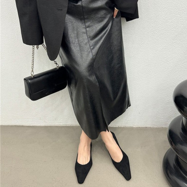Damen Elegante Ballerinas mit spitzem Zehenbereich und feiner Velours-Oberfläche R&B