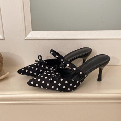 Damen Slingback-Pumps mit gepunktetem Design und elegantem Schleifchen R&B