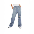 Damen Schlagjeans mit hohem Bund und Destroyed-Akzenten