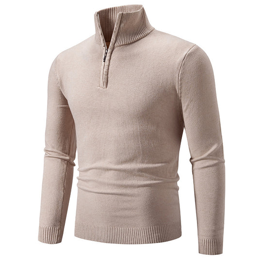 Herren eleganter Strickpullover mit Stehkragen und Reißverschluss R&B