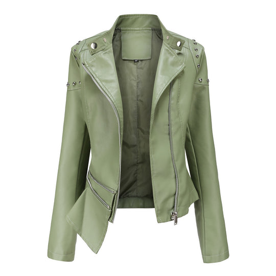 Damen trendige Bikerjacke mit modischen Details R&B