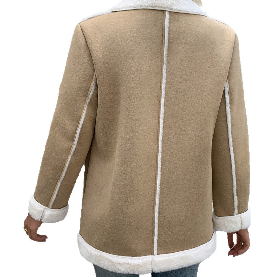 Damen Modische und gemütliche Jacke mit Teddyfutter R&B