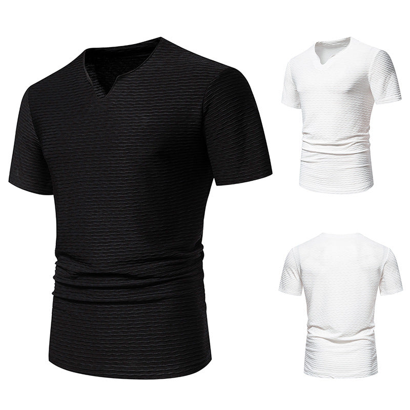 Herren Kurzarm T-Shirt mit strukturiertem Wellenmuster