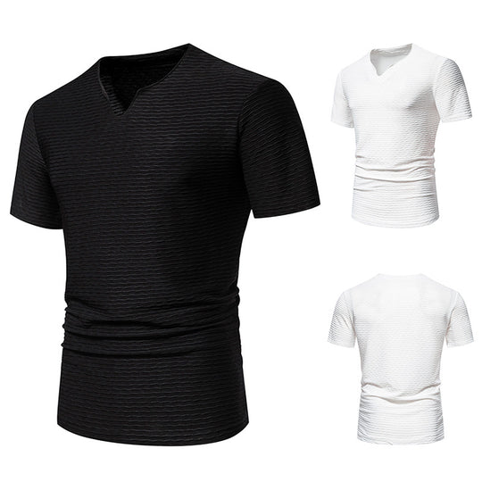 Herren Kurzarm T-Shirt mit strukturiertem Wellenmuster R&B