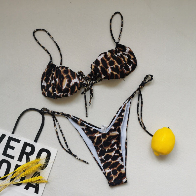 Damen Triangel-Bikini-Set mit verspielten Bindebändern und schickem Farbkontrast R&B