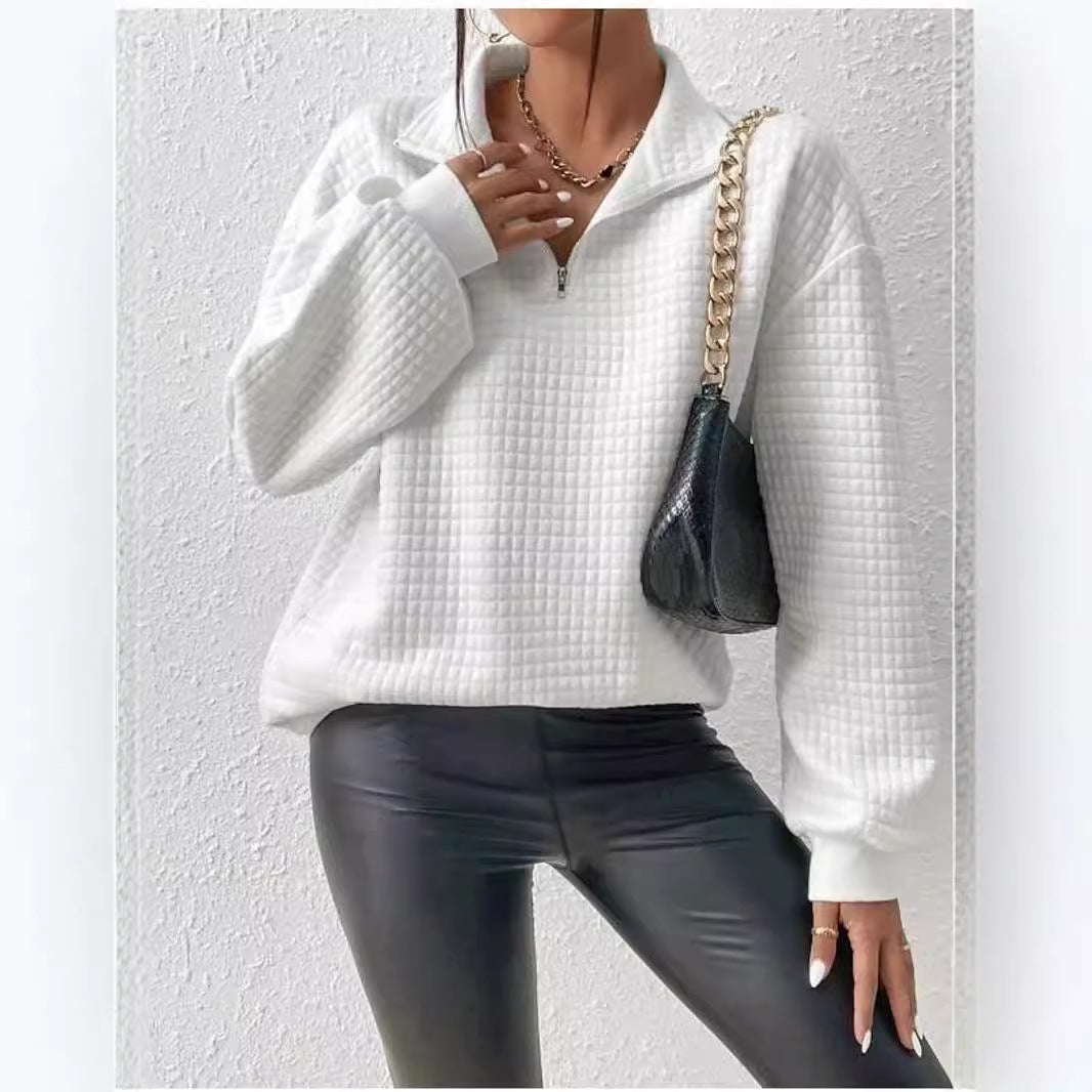 Damen Sweater mit hohem Kragen und strukturierter Oberfläche R&B