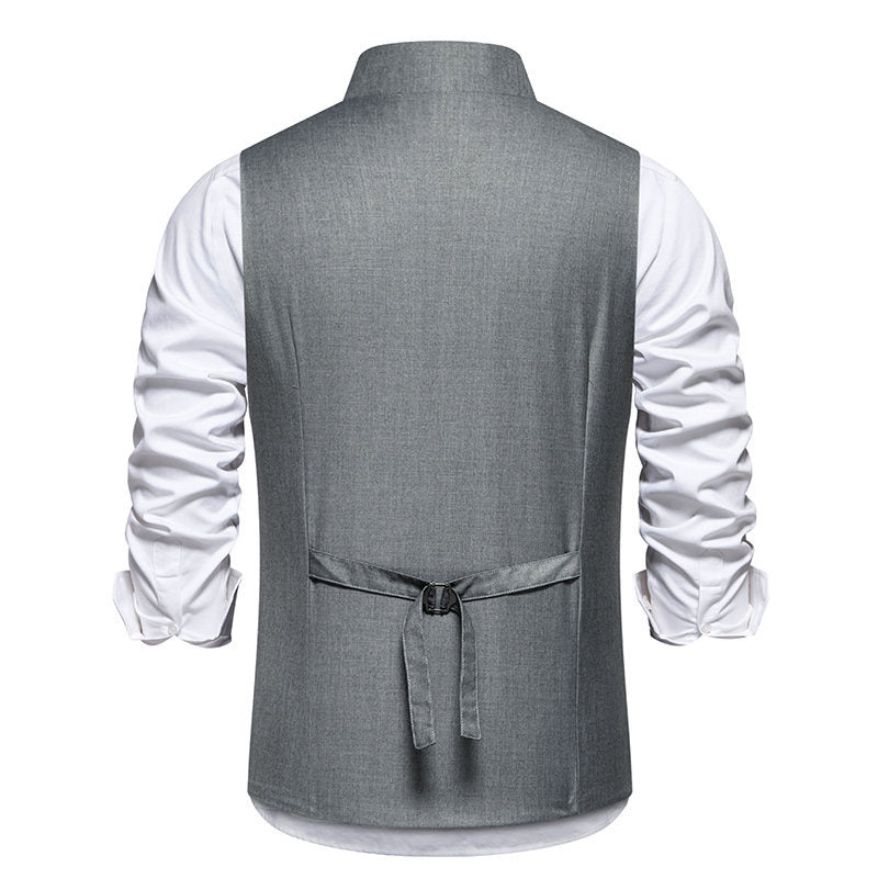 Herren elegante Anzugweste mit asymmetrischem Kragen und modernen Akzenten R&B