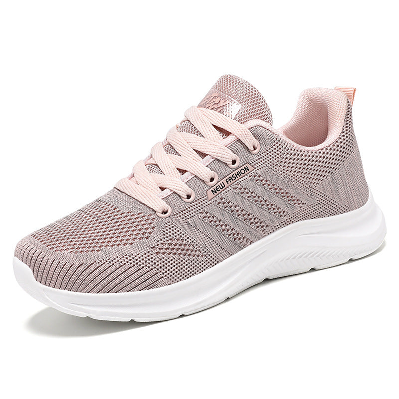 Damen nan gestrickter Schnür-Sneaker mit 3D-Strickobermaterial, verstärkter Zehenkappe und reaktiver EVA-Dämpfung R&B