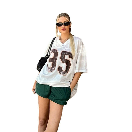 Damen Sportliches Mesh-Trikot mit auffälliger Nummerierung R&B