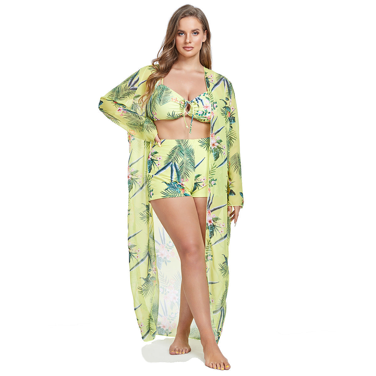 Damen Bikiniset mit leicht weiterem Strandüberwurf