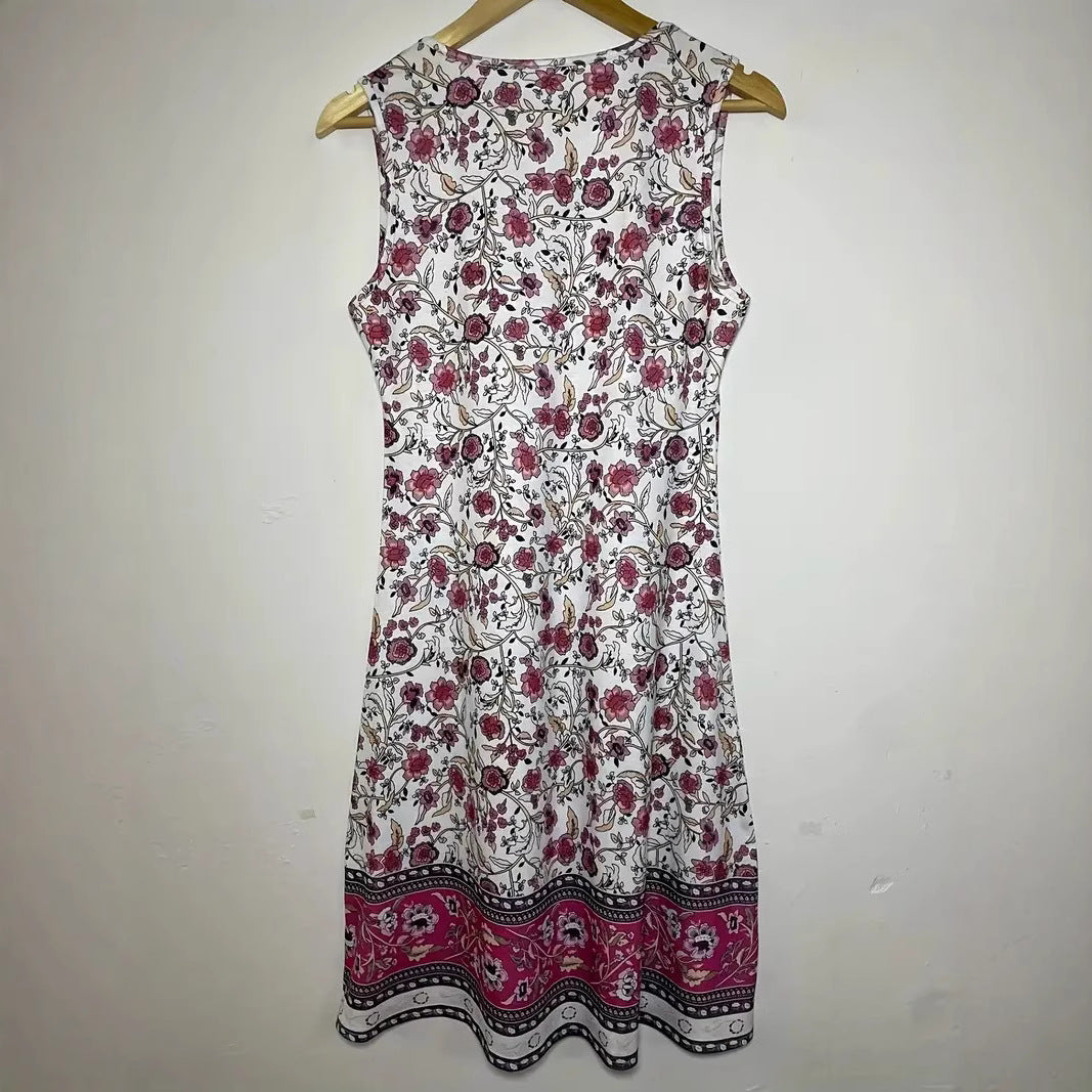 Damen Verspieltes Freizeitkleid mit V-Ausschnitt und floralem Design R&B