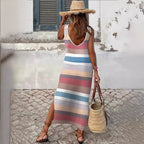 Damen Maxikleid mit elegantem Streifenmuster R&B