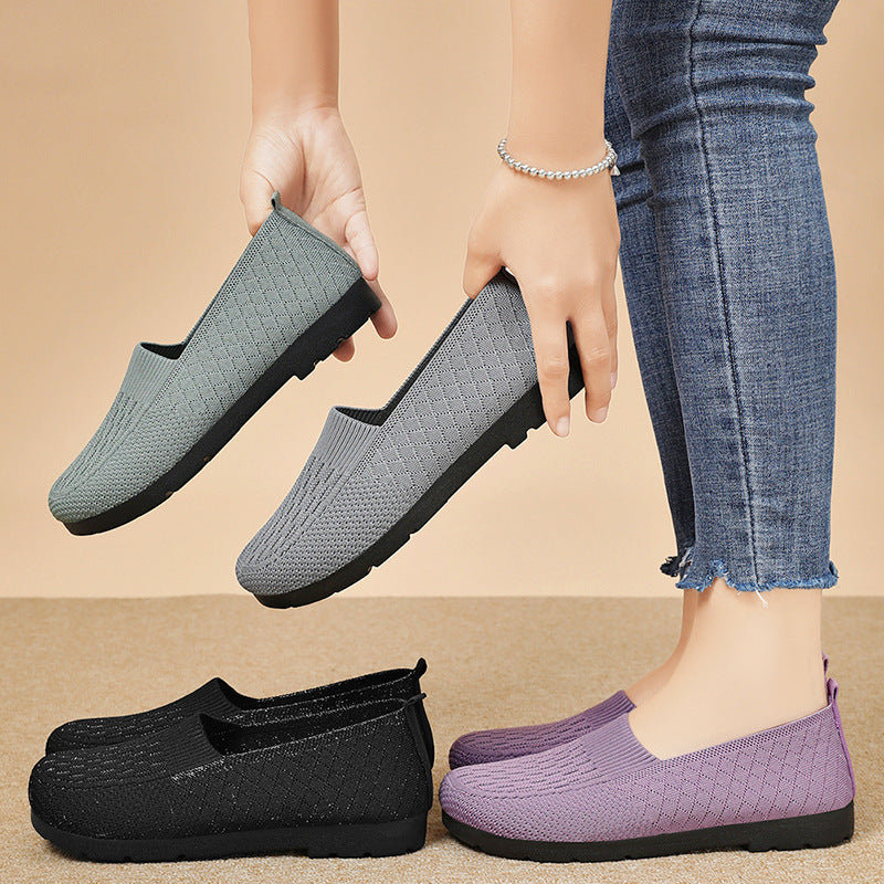 Damen Atmungsaktive Slip-On Freizeitschuhe mit flexiblem Strickdesign R&B