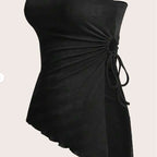 Damen Bandeau-Oberteil mit modischem Wickeldesign und verstellbaren Riemen R&B