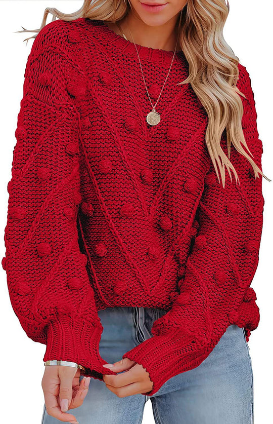 Damen stylischer Strickpullover mit strukturiertem 3D-Muster R&B