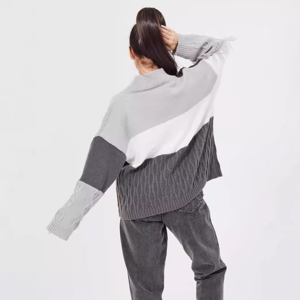 Damen Strickjacke mit modischem Blockstreifenmuster und klassischem Knopfverschluss R&B